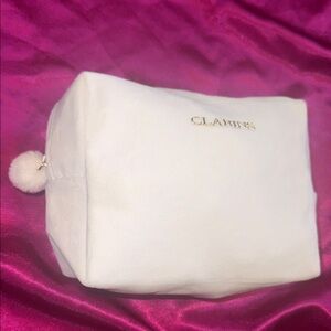 Clarins White Cosmetic Bag fully and super soft
